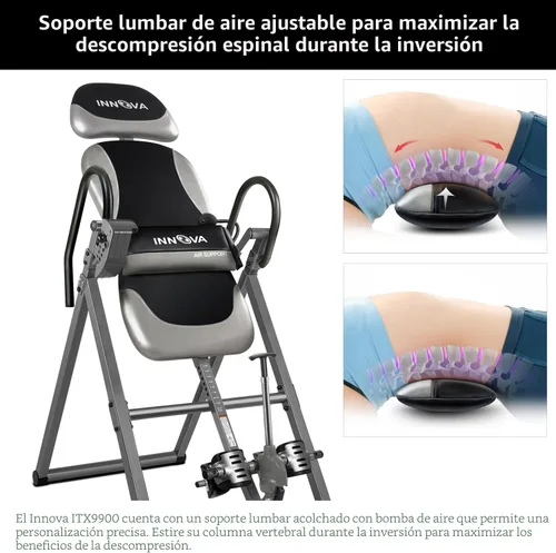 Vista 3 de Innova ITX9900 Mesa de inversión con soporte lumbar de aire, Negro/Gris