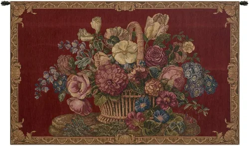 Vista 20 de Bouquet con uvas tapiz italiano rojo – 39 pulgadas x 26 pulgadas algodón/viscosa/poliéster por Charlotte Home Furnishings Inc