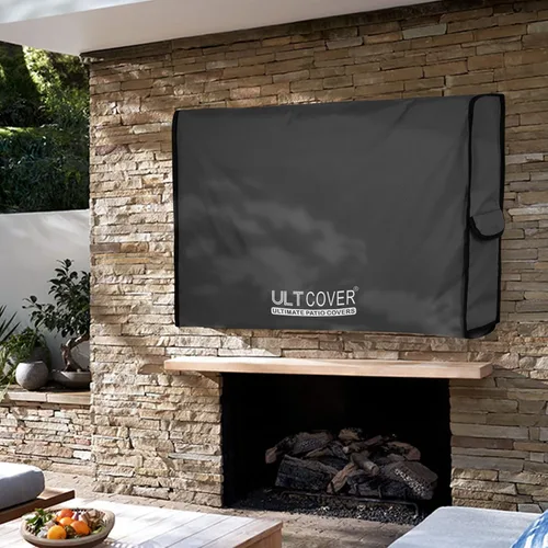 Vista 7 de ULTCOVER Funda impermeable para televisores de exterior de pantalla plana de 28 a 32 pulgadas, cubre también los elementos de montaje y los Negro