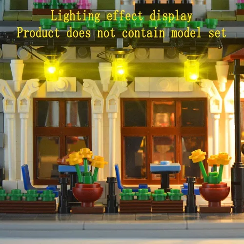 Vista 5 de GEAMENT Kit de luz LED para restaurante parisino Creator Expert - Compatible con el modelo de ladrillos de construcción Lego 10243