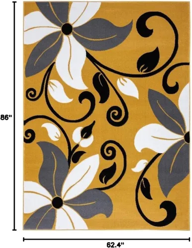 Vista 2 de LUXE WEAVERS 9242 Victoria - Alfombra moderna floral amarilla de 5 x 7