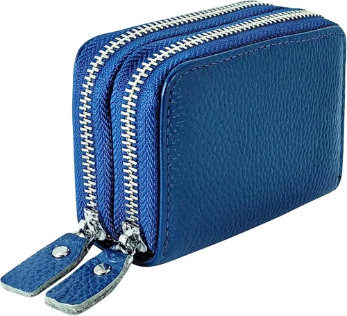 Vista 41 de Cartera de cuero para mujer, con doble tarjeta, tarjetero con cremallera, múltiples compartimentos, bloqueo RFID C-W-1, Rosado, Talla única