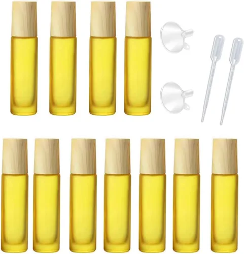 Vista 6 de 10 botellas de aceites esenciales de vidrio esmerilado, botellas de rodillo de masaje recargables de 0.3 onzas líquidas, botellas de perfume