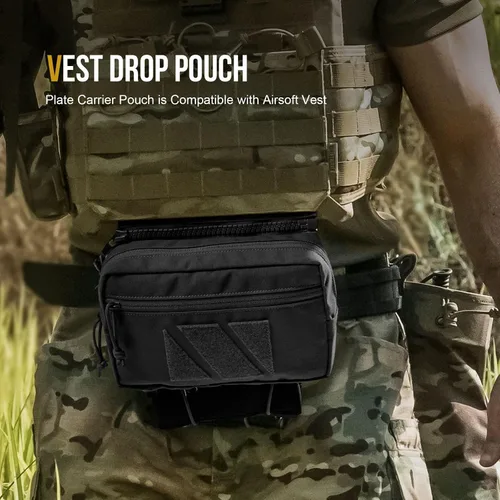 Vista 2 de OneTigris Drop Pouch, Dangler Bag Tactical with Hook and Loop Panel for Vest Chest Rig Plate Carrier