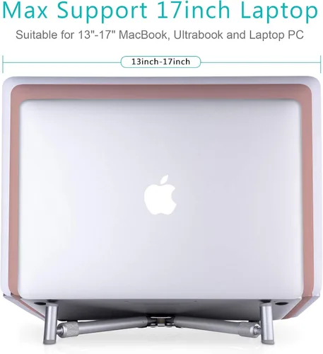 Vista 2 de Soporte portátil para laptop, soporte ajustable para laptop MacBook Pro, escritorio de aluminio, plegable, compacto, universal, soporte