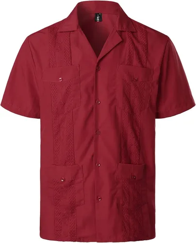 Vista 14 de VATPAVE - Camisas de manga corta con botones estilo guayabera cubana para hombre