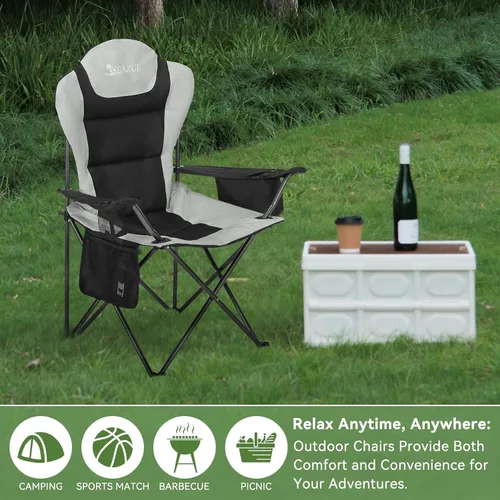 Vista 8 de Seazul Sillas de camping para adultos, silla de campamento, sillas plegables para exteriores, soporta 380 libras, sillas portátiles de viaje