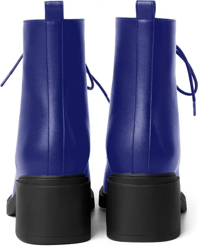 Vista 73 de ROSERWISH Botas altas de tacón bajo y grueso para mujer, con cordones, cómodas, modernas, con puntera redonda, de 2.5 pulgadas