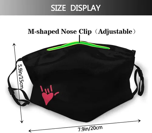 Vista 2 de Be Kind - Máscara facial de lenguaje de señales, lavable, reutilizable, a prueba de polvo, con 2 filtros para unisex