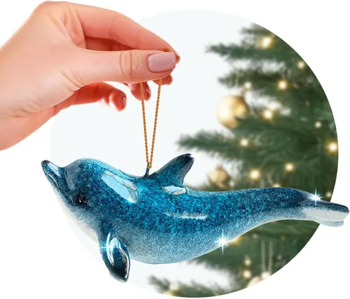 Vista 19 de Adorno de Navidad pintado a mano para playa – Decoración costera para árbol para amantes del océano – Adorno náutico único para árbol de Navidad