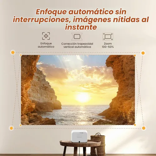 Vista 4 de [Sonido de JBL y alto brillo] Proyector Yaber con WiFi y Bluetooth, enfoque automático/corrección Keystone, proyector de película de sonido 3D