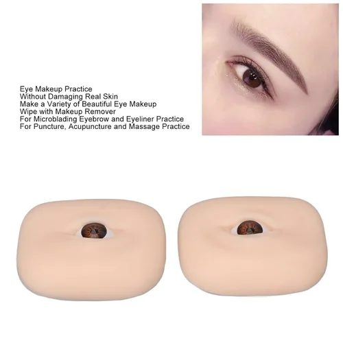 Vista 4 de 1 par de silicona 3D tatuaje práctica ojo para técnicas de maquillaje de microblading – modelo de ojo falso reutilizable para principiantes
