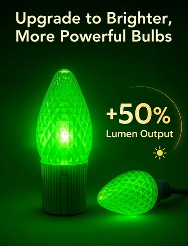 Vista 3 de Popotan C-9 Luces LED de Navidad para Exteriores, 33 Pies 50 LEDs Luces de Cadena RGB Inteligentes con Control Remoto de Aplicación, 108 Modos