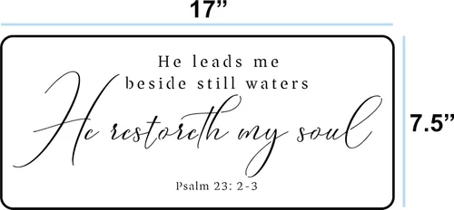 Vista 4 de He Leads Me Beside Still Waters - Kit de plantillas de versículo bíblico, plantilla reutilizable, arte de pared de las Escrituras, letrero de sala