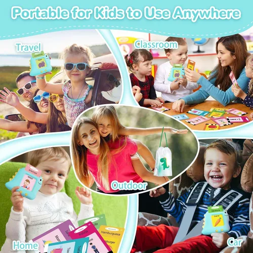 Vista 6 de Alotwan Tarjetas Didácticas Bilingües Parlantes Español/Inglés, Juguetes Sensoriales de Aprendizaje para Niños Autistas, 224 Palabras de Vista