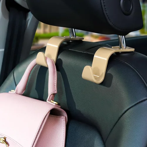 Vista 4 de Soleebee Paquete de 4 Ganchos para Reposacabezas de Automóvil - Ganchos Universales para Automóvil para Colgadores de Asiento Trasero, Organizador