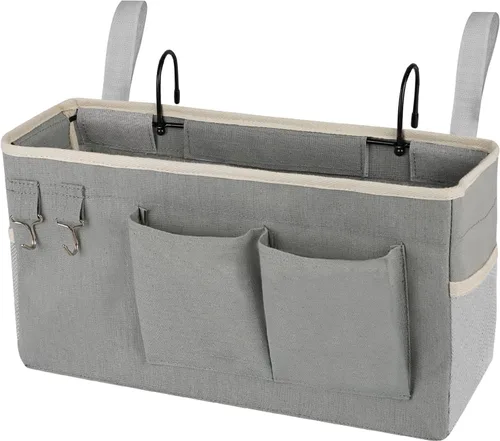 Vista 10 de Organizador de Almacenamiento para Mesita de Noche/Bolsa de Almacenamiento Colgante para Mesita de Noche para Cabeceros, Literas, Dormitorios, Negro