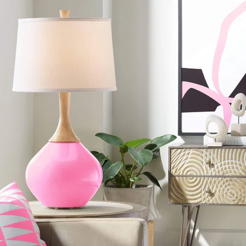 Vista 9 de Color + Plus Wexler 31" White Shade Mellow Coral Pink Table Lamp