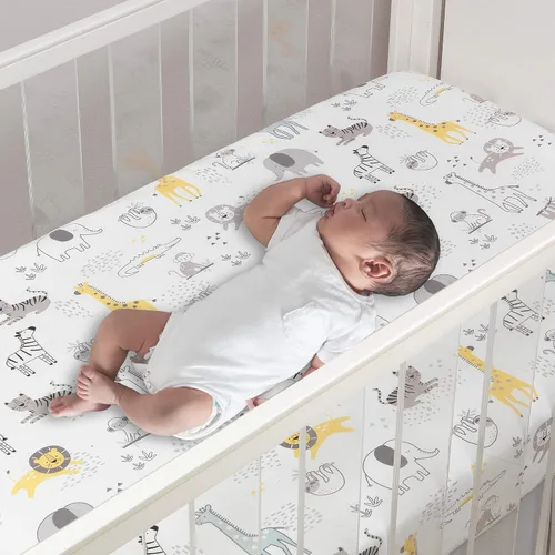 Vista 3 de Lambs & Ivy Animal Jungle Soft 100% algodón Jersey Baby Sábana bajera para cuna