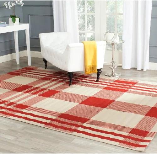 Vista 56 de SAFAVIEH Alfombra Lavable para Exteriores Colección Courtyard - 2'3" x 4', Beige y Azul, Patrón a Cuadros, No Desprende Pelusa y Fácil Limpieza
