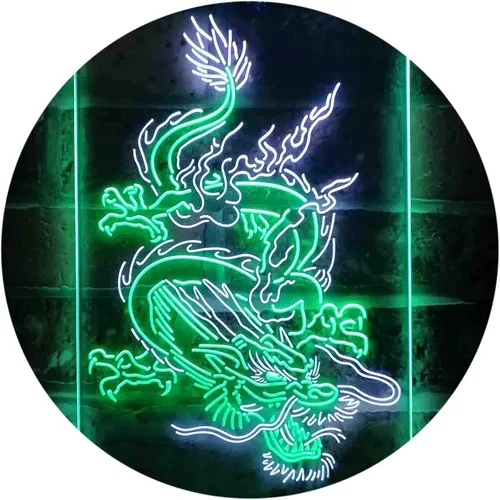 Vista 19 de ADVPRO Hombre Dragón Chino Cueva Garaje Tatuaje Dual Color LED Neon Sign Azul y Rojo 8 x 12 pulgadas st6s23-i3780-br