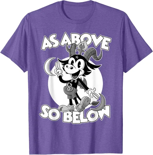 Vista 10 de Camiseta de dibujos animados retro de Baphomet Pagan As Above So Below, Negro, S
