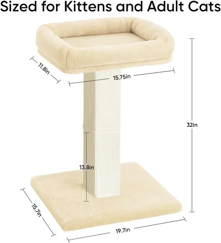 Vista 3 de AGYM Rascador para gatos, rascador para gatos de 32 pulgadas con percha de felpa grande, sisal y poste rascador de alfombra, postes verticales