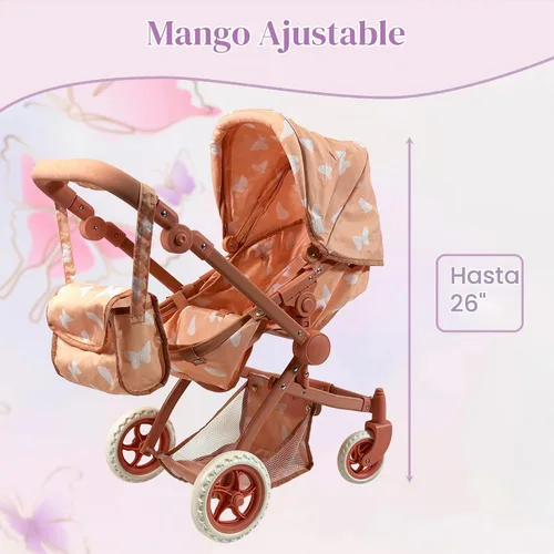 Vista 4 de Cochecito de Bebé Convertible Combinado para Muñecas para Niñas de 3 Años en Adelante Cochecito de Juguete para Muñecas Bebé, Moisés Plegable
