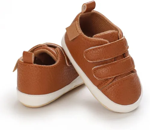 Vista 4 de Clowora Zapatos para bebés niños y niñas, suela de goma antideslizante, zapatos de cuna para recién nacidos, mocasines planos.
