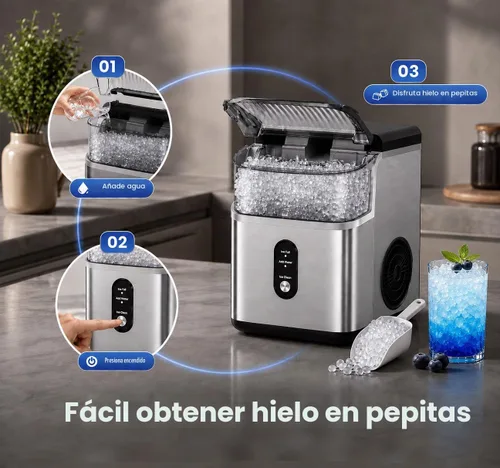 Vista 3 de Nugget Ice Maker Encimera, máquina de hielo portátil de 35 libras/24 horas