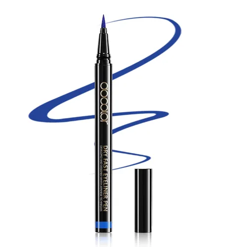 Vista 22 de Docolor - Lápiz delineador de ojos impermeable súper delgado y preciso, delineador líquido negro para todo el día, maquillaje profesional, lápiz