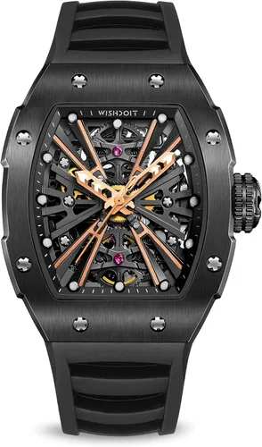 Vista 2 de WISHDOIT Relojes de pulsera mecánicos automáticos Tonneau para hombre acero inoxidable con forma de barril estilo deportivo impermeable correa