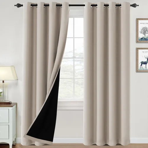 Vista 16 de H.VERSAILTEX Cortinas 100% de opacidad para dormitorio, con aislamiento térmico, cortinas opacas de 63 pulgadas de largo, cortinas de bloqueo
