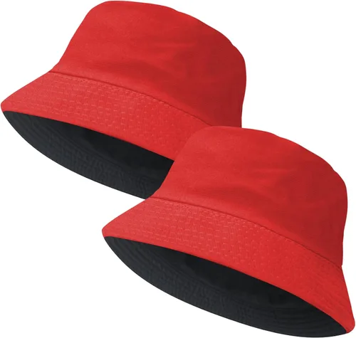 Vista 9 de PFFY 2 Packs Bucket Hat for Women Men Cotton Hats Sun Beach Fishing Cap 2 paquetes negro (reversible)