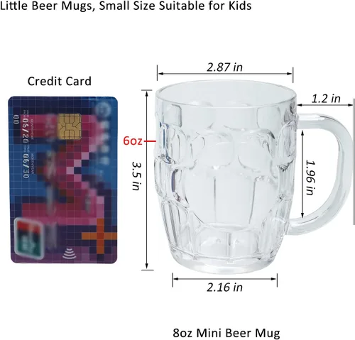 Vista 2 de Mini tazas de plástico para cerveza, 8 onzas, transparente con hoyuelos, adecuadas para niños/niños, aptas para lavavajillas, sin BPA (10 unidades)