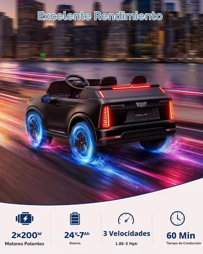 Vista 4 de Firstness Cadillac Escalade IQ Ride on Car de 2 plazas, color negro
