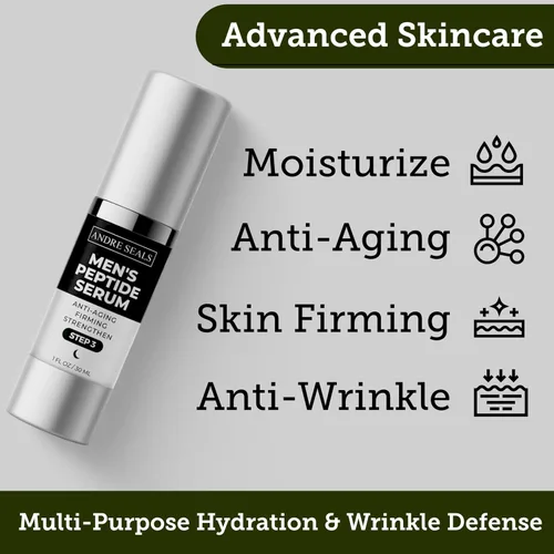 Vista 2 de Suero facial para hombres – Anti-envejecimiento, reducción de arrugas y aumento de colágeno con multipéptido, ácido hialurónico, té verde y vitamina