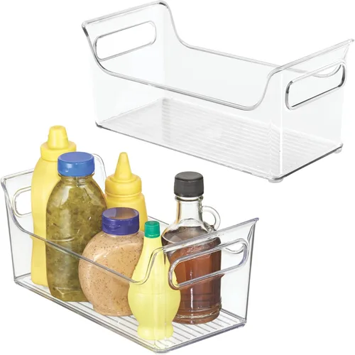 Vista 10 de iDesign - Organizador de condimentos de plástico con asas para nevera, transparente, fabricado en Estados Unidos For Fridge, Made in USA
