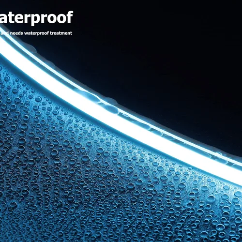 Vista 2 de Tira de luces de neón de 16.4 pies con control remoto regulable y adaptador, tira de luces LED inteligentes inteligentes flexibles impermeables