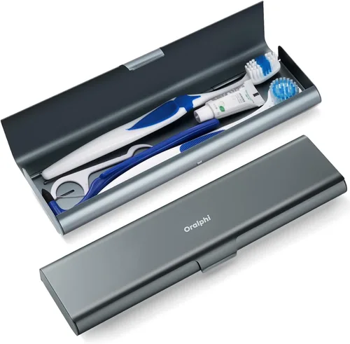 Vista 30 de Estuche de viaje para cepillo de dientes de aluminio, soporte portátil para cepillo de dientes, contenedor resistente para cepillo de dientes manual