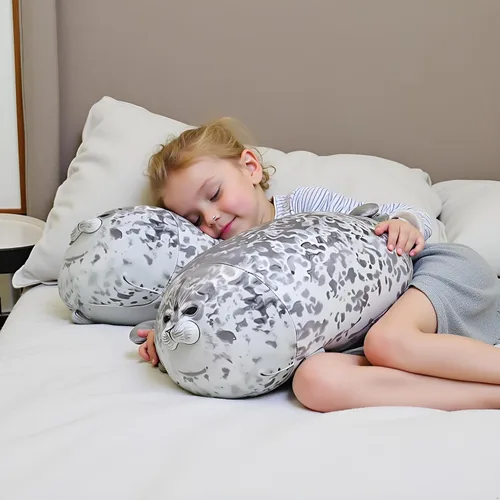 Vista 4 de Ryttir Animal de peluche grande de 24 pulgadas, diseño de focas suaves de peluche para dormitorio, divertidos regalos de San Valentín para mujeres