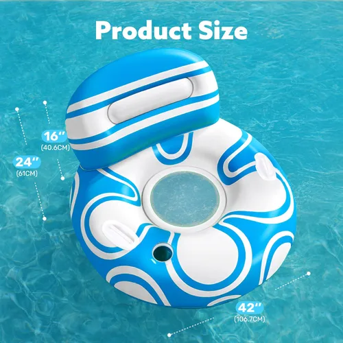 Vista 7 de Sloosh Tumbona inflable para piscina, flotadores de piscina, sofá de aire inflable con respaldo grande, tubos de río resistentes, flotador de agua