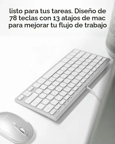 Vista 4 de Macally Teclado USB C con cable para Mac (USB C + USB A) - Teclado compatible para MacBook Pro/Air, iMac y MacMini - Teclado compacto Mac