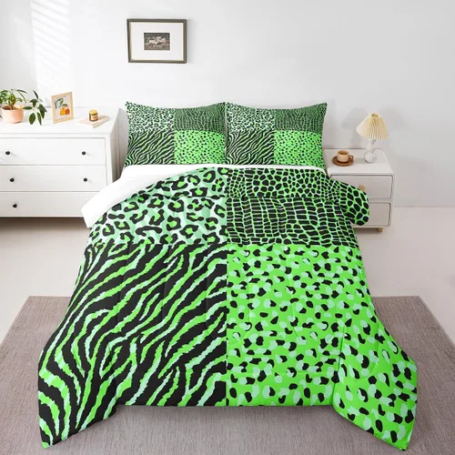 Vista 18 de Juego de ropa de cama individual de piel de cebra, guepardo y leopardo, para niños y adultos, juego de edredón de piel de animales salvajes