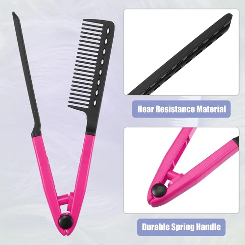 Vista 3 de VOCOSTE Peine para alisar el cabello, resistente al calor, peine para alisar el cabello, ABS, rojo