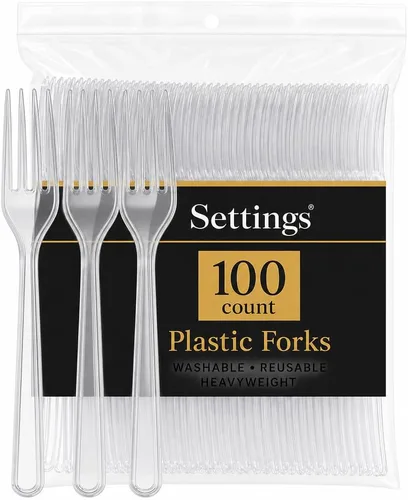 Vista 2 de Settings - Cucharas de té desechables de plástico transparente, 50 cucharas de fiesta por paquete