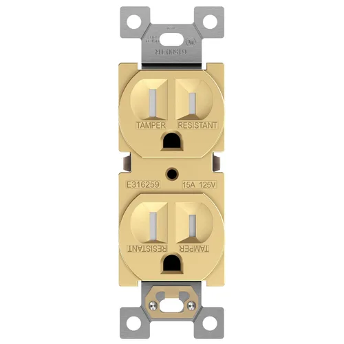 Vista 18 de ENERLITES Receptáculo dúplex, tomas de pared eléctricas resistentes a manipulaciones, grado comercial, 15A 125V, autoconectado, 2 polos, 3 cables