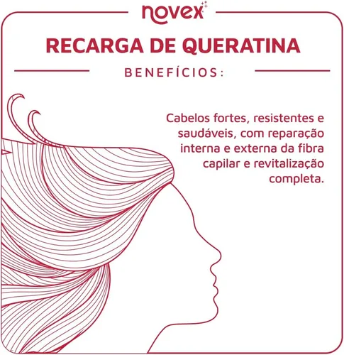 Vista 6 de Novex Acondicionador sin enjuague de recarga de queratina - Queratina reconstructiva, control del encrespamiento y reparación de daños