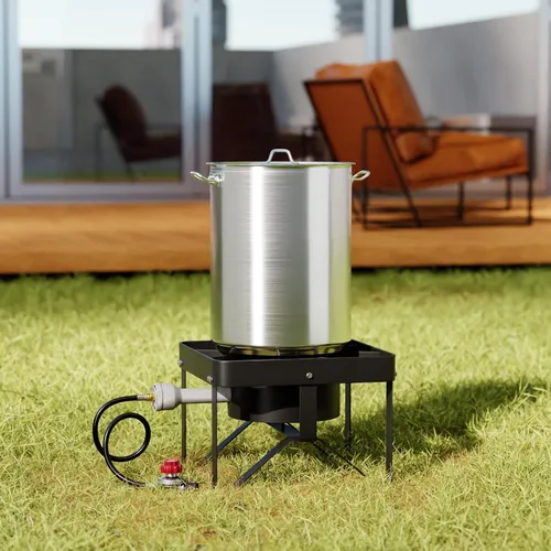 Vista 4 de Kit de freidora de pavo de aluminio de lujo de 30 cuartos de galón - 55,000 BTU