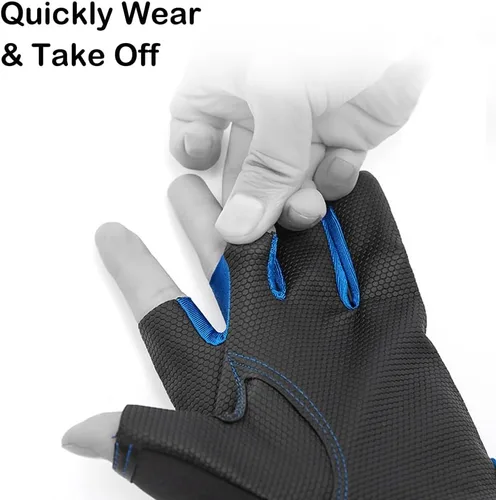 Vista 9 de SEIWEI Fishing Gloves 3 Fingers Cut Waterproof Sports Gloves Anti-Slip Windproof Gloves for Fishing Hunting Riding Cycling Hand Protectiion